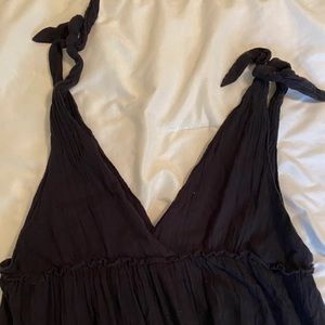 Aerie black linen flowy dress